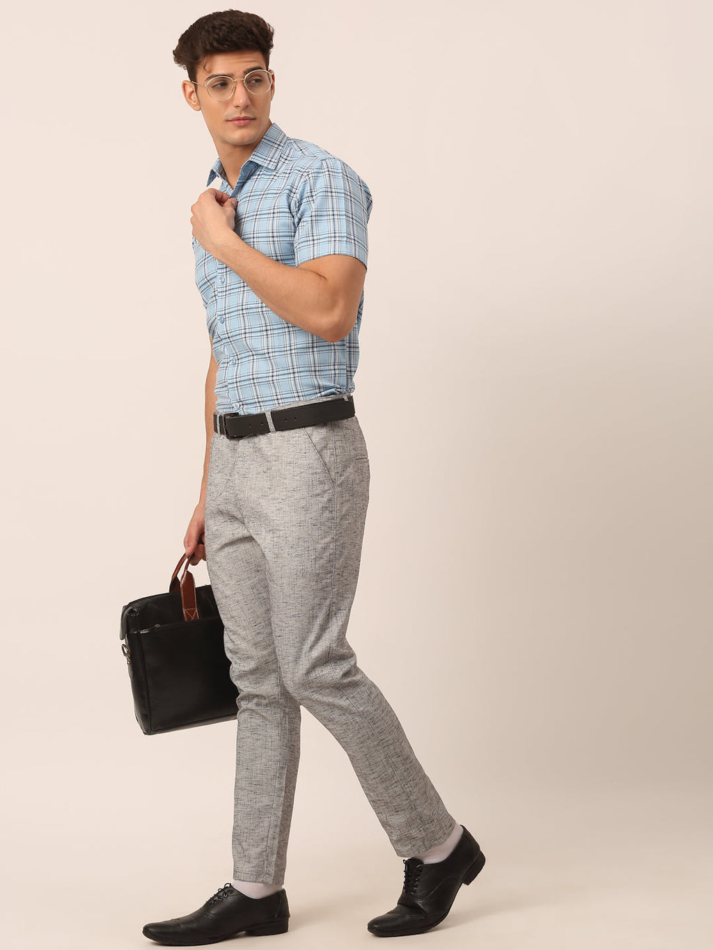 Jainish Men's Grey Linan Cotton Formal Trousers ( FGP 273 Grey ) | Grocsy