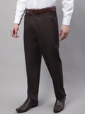 Jainish Men's Coffee Tapered Fit Formal Trousers | Grocsy