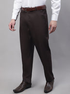 Jainish Men's Coffee Tapered Fit Formal Trousers | Grocsy