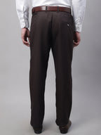 Jainish Men's Coffee Tapered Fit Formal Trousers | Grocsy
