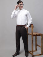 Jainish Men's Coffee Tapered Fit Formal Trousers | Grocsy