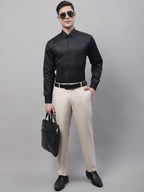 Jainish Men's Cream Tapered Fit Formal Trousers | Grocsy