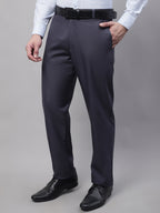 Jainish Men's Grey Tapered Fit Formal Trousers | Grocsy