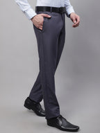 Jainish Men's Grey Tapered Fit Formal Trousers | Grocsy