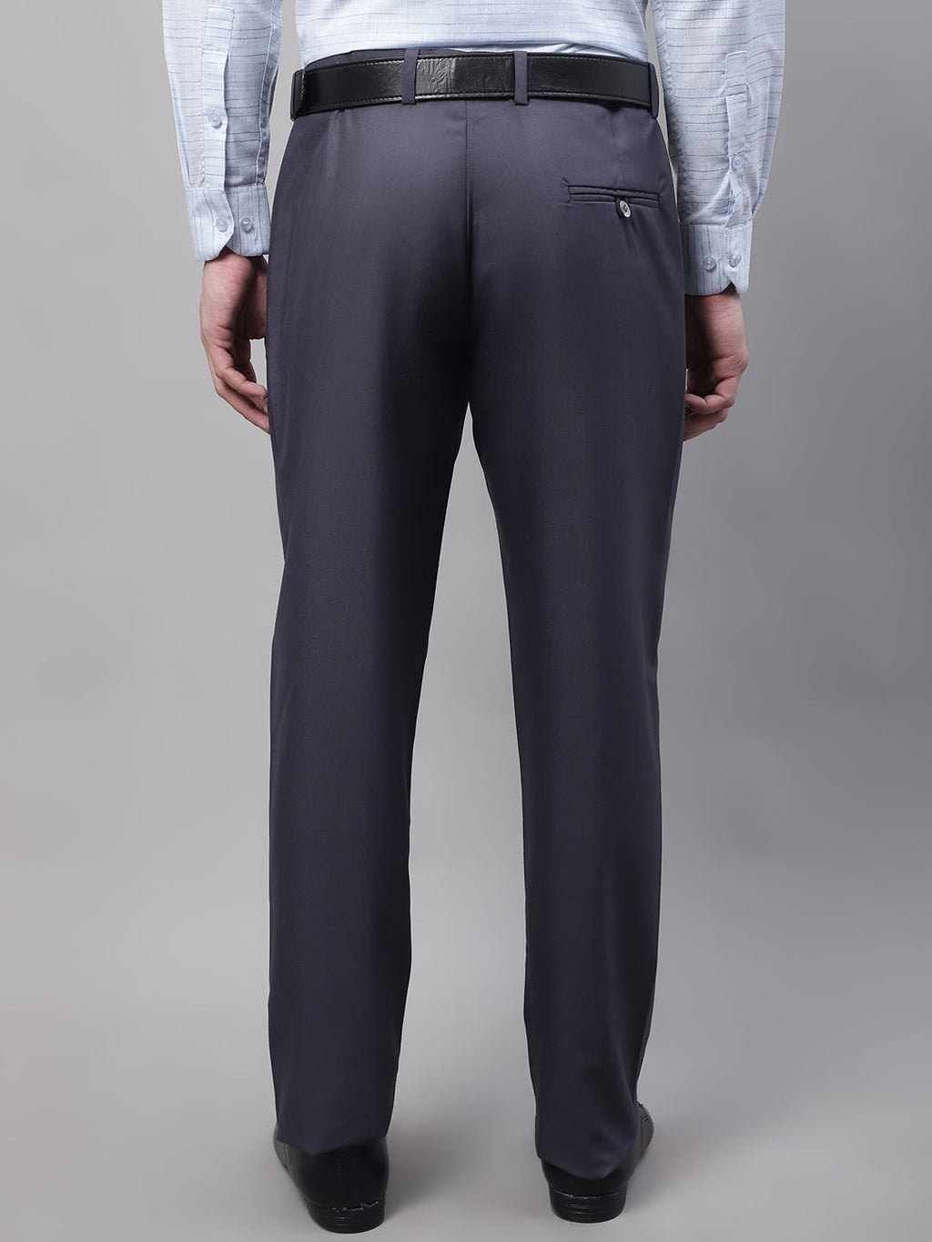 Jainish Men's Grey Tapered Fit Formal Trousers | Grocsy