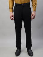 Jainish Men's Black Tapered Fit Formal Trousers | Grocsy