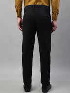 Jainish Men's Black Tapered Fit Formal Trousers | Grocsy
