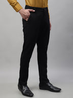 Jainish Men's Black Tapered Fit Formal Trousers | Grocsy
