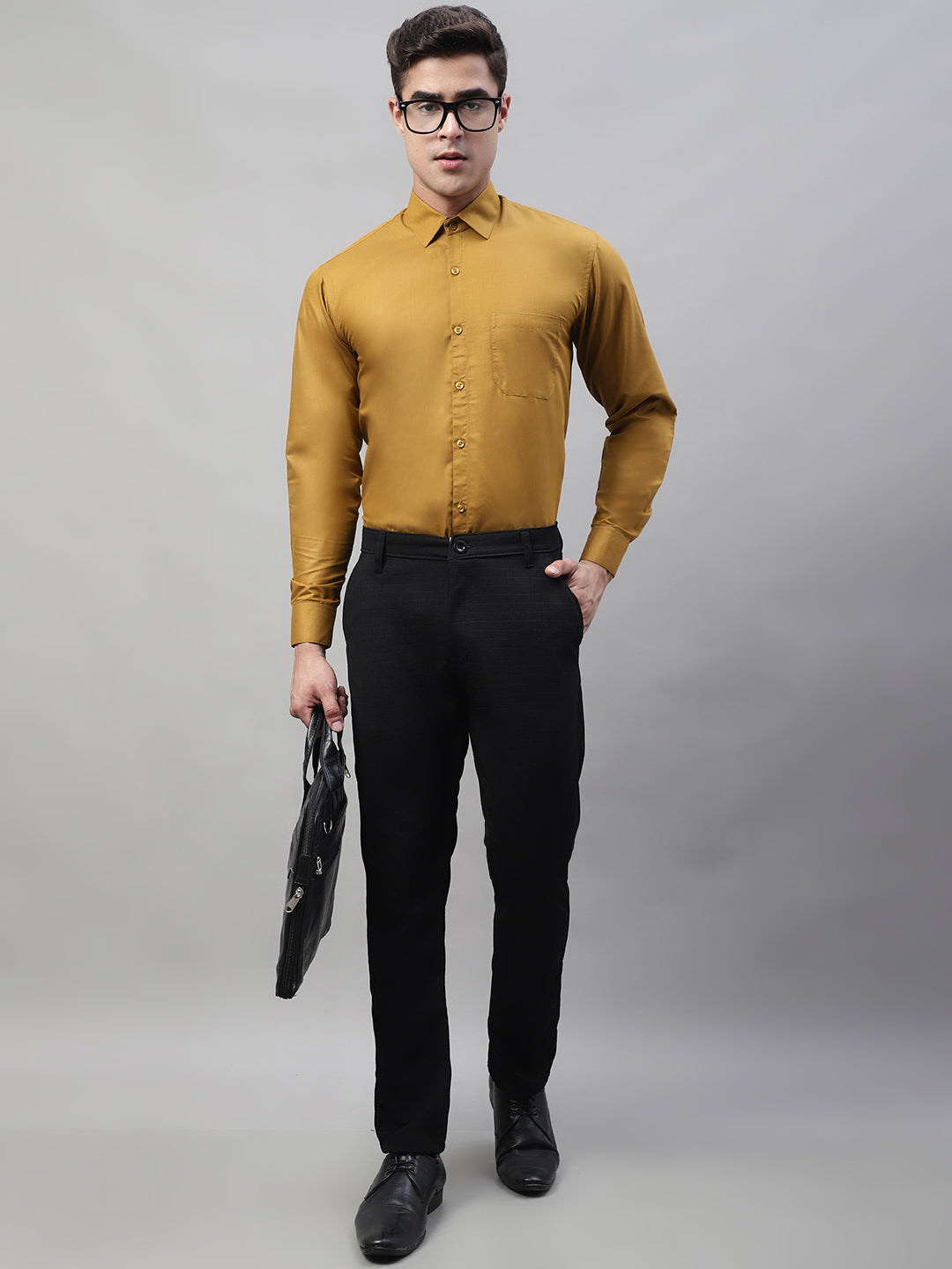 Jainish Men's Black Tapered Fit Formal Trousers | Grocsy