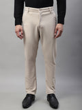 Jainish Men's Cream Tapered Fit Formal Trousers | Grocsy