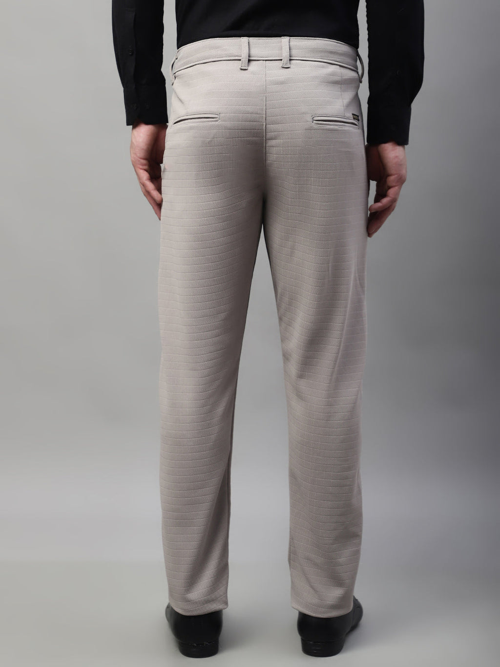 Jainish Men's Light Grey Tapered Fit Formal Trousers | Grocsy