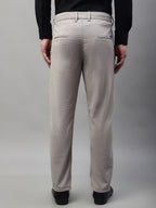 Jainish Men's Light Grey Tapered Fit Formal Trousers | Grocsy