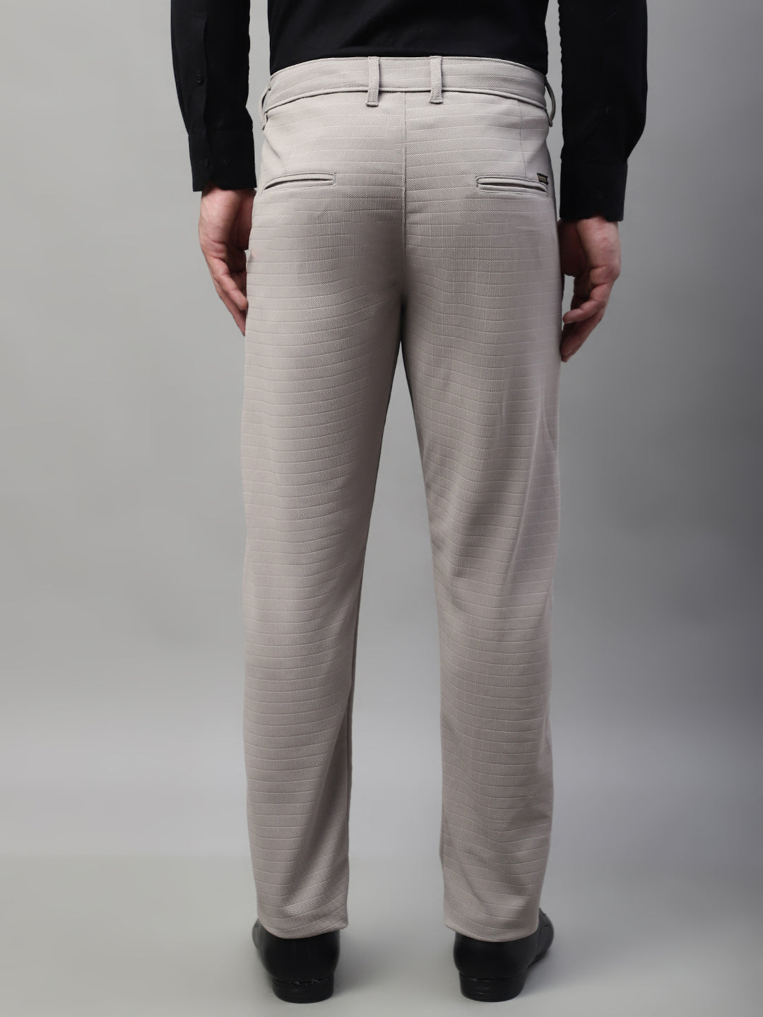 Jainish Men's Light Grey Tapered Fit Formal Trousers | Grocsy