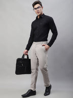 Jainish Men's Light Grey Tapered Fit Formal Trousers | Grocsy