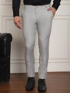 Indian Needle Men's Tapered Fit Solid Trousers - Light-Grey | Grocsy