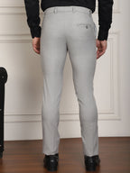 Indian Needle Men's Tapered Fit Solid Trousers - Light-Grey | Grocsy