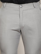 Indian Needle Men's Tapered Fit Solid Trousers - Light-Grey | Grocsy