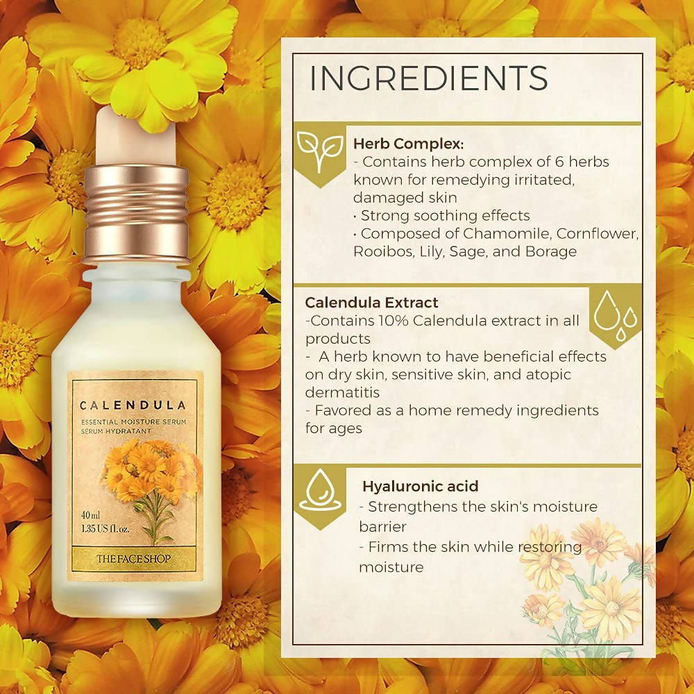 The Face Shop Calendula Essential Moisture Serum - Korean Skincare | Grocsy