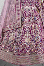 Lavendar & Wine Hand work Semi Stitched Lehenga Choli with Dupatta - Nimaya Lagnotsav | Grocsy