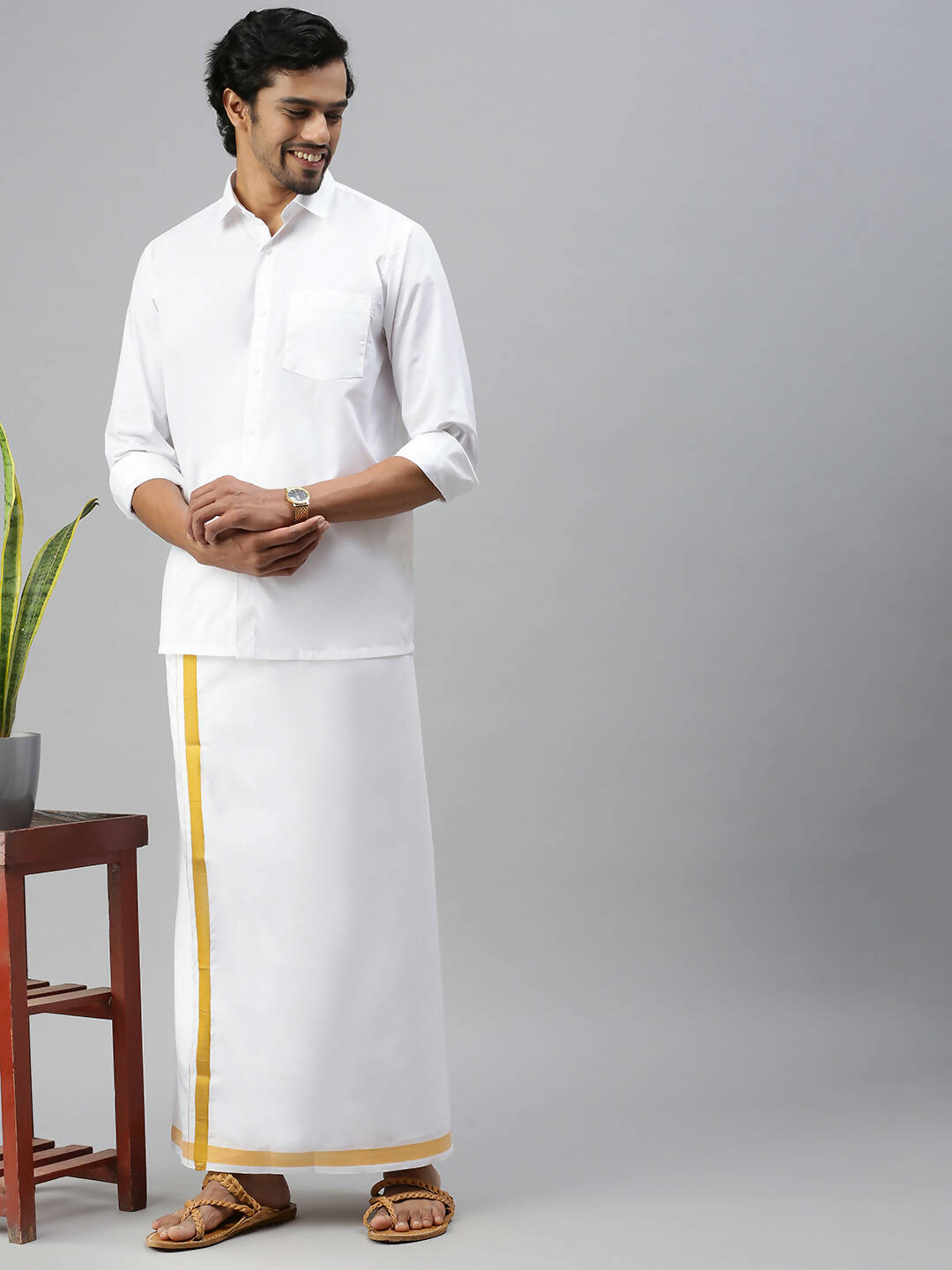 Ramraj Cotton Mens Full Sleeve White Shirt Plus Size - Soft Touch Cotton | Grocsy