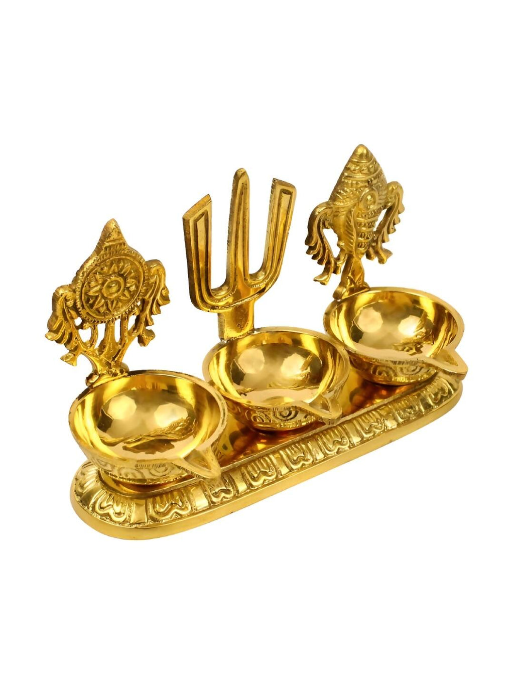 Spillbox Gold-Toned Brass Namah 3 Kuber Diya Pooja Essential | Grocsy