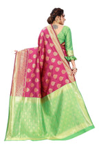 Vamika Ethnic Fire Pink Weaving Banarasi Jacquard Saree | Grocsy