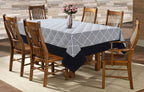 Airwill Cotton Geometric Pattern 6 Seater Table Cloth - Black | Grocsy