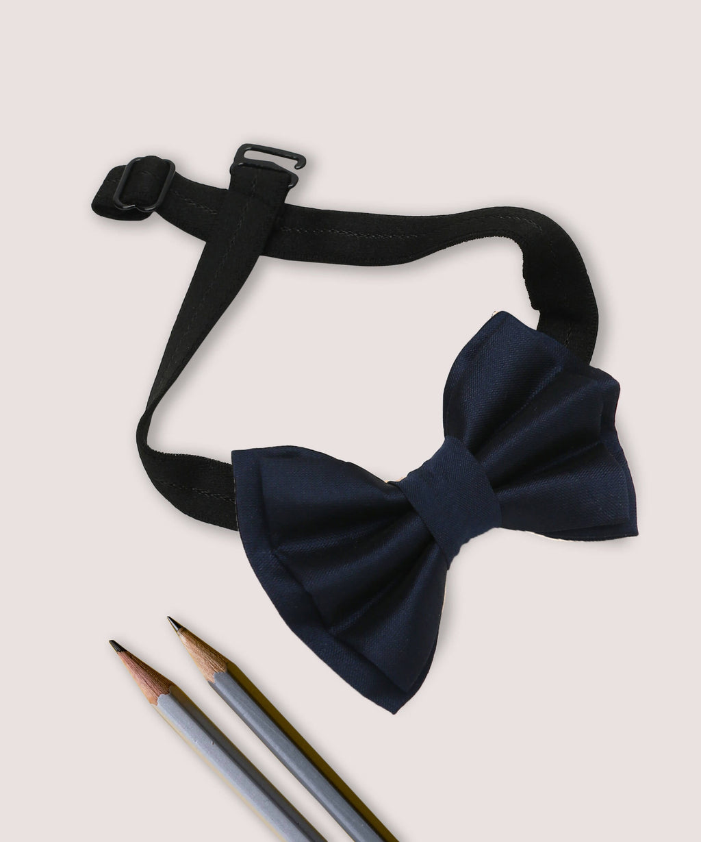 Manet Boys Solid Double Layer Bow - Navy | Grocsy