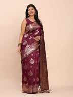 Shree Shyam Fashion Banarasi Silk Purple Saree | Grocsy