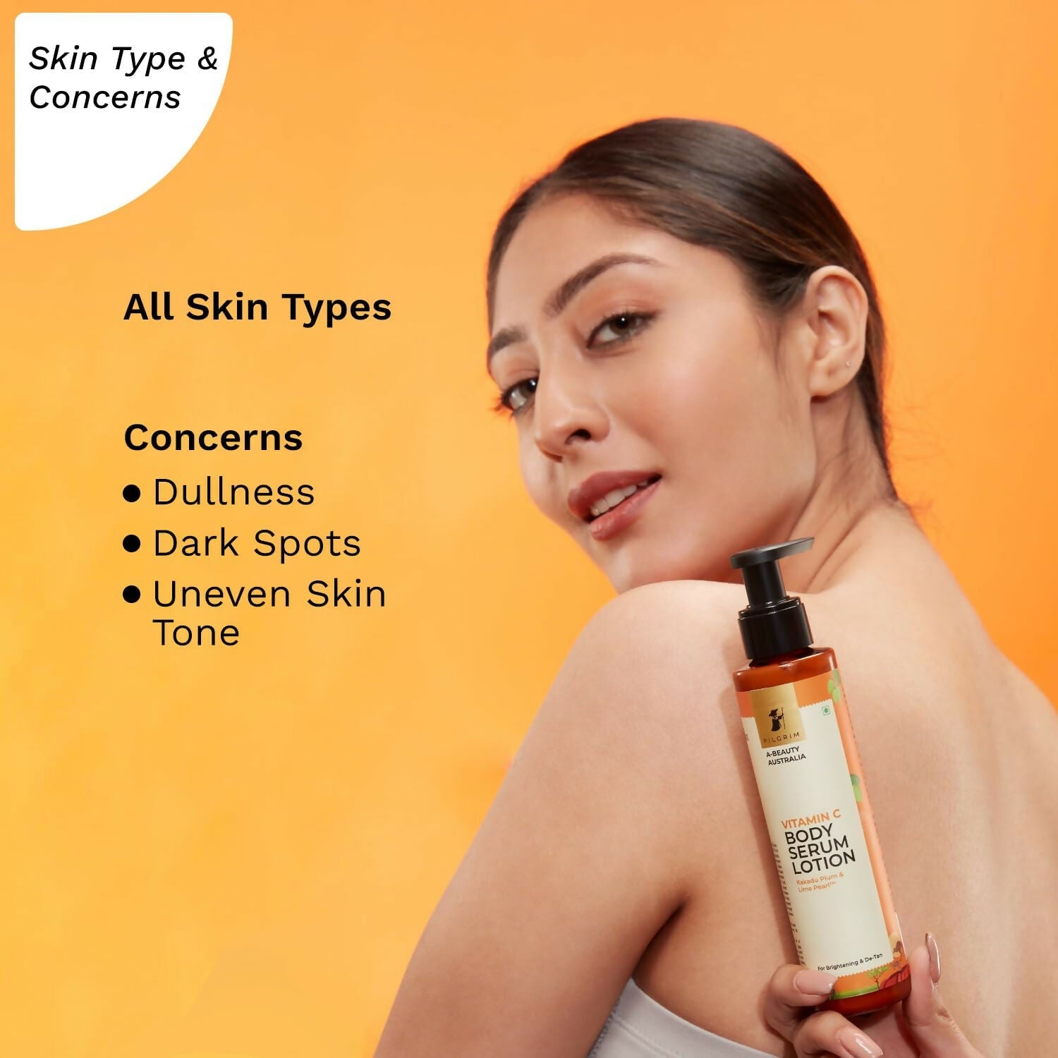 Pilgrim Australian Vitamin C Body Serum Lotion with Kakadu Plum & Lime Pearl, Fades Dark Spots & Evens Skin Tone For Brightening & Detan | Grocsy