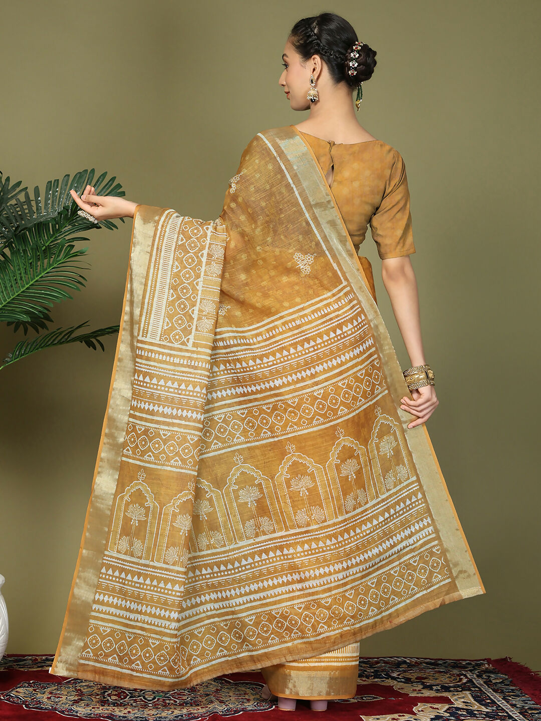 Shree Shyam Fashion Cotton Golden Saree | Grocsy