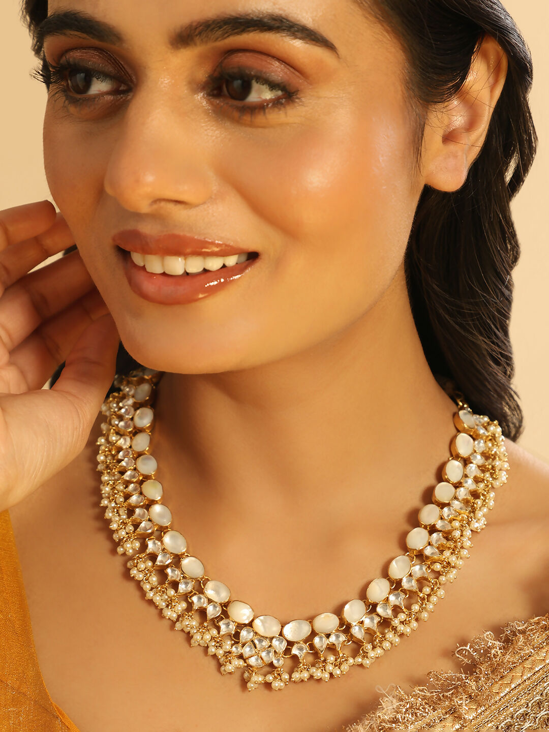 Nuyug 22K Gold Plated Ivory Dusk MOP Necklace | Grocsy