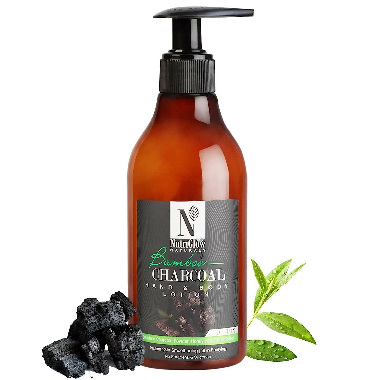 NutriGlow NATURAL'S Bamboo & Charcoal Hand & Body Lotion | Grocsy
