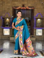 Mameraa Sarees Sky Faux Banarasi Silk Saree With Paithani Rich Weaved Pallu And Blouse-Sky_Blue | Grocsy