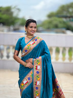 Mameraa Sarees Sky Faux Banarasi Silk Saree With Paithani Rich Weaved Pallu And Blouse-Sky_Blue | Grocsy