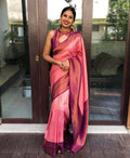 DEIANA'S Beautiful Designer Golden zari Soft Lichi Silk Saree - Pink | Grocsy