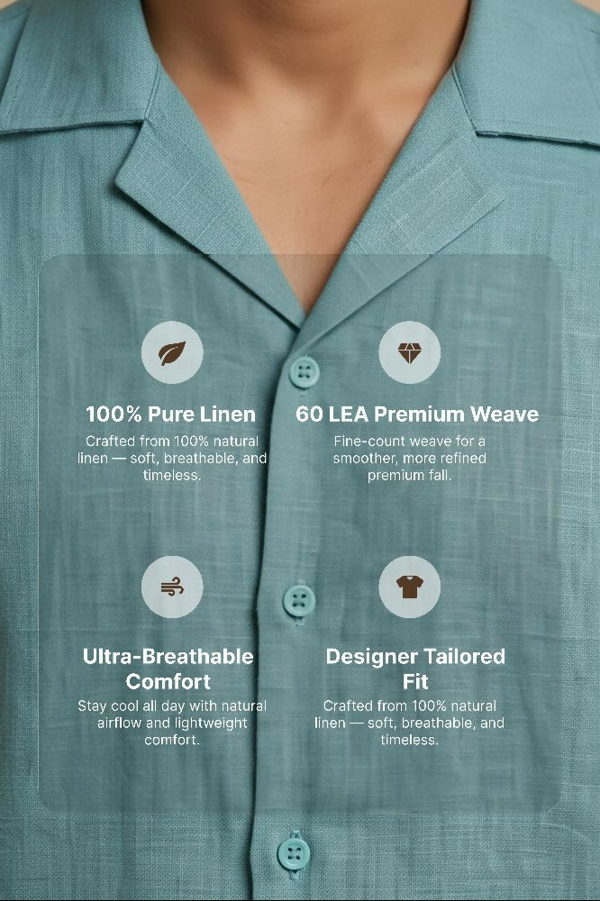 Seaform — Sea Green Linen Shirt by Hilo Design | Grocsy