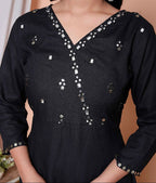 Miravan Womens Black Mirror Work Angrakha Kurta And Palazzo Set | Grocsy