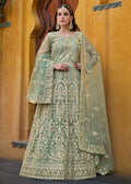 Light Green Pure Butterfly Net Wedding Wear Anarkali Suit - Emponline | Grocsy