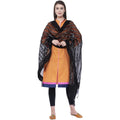 A R Silk Women's Mirror Work Orgenza Cotton Black Dupattas and Chunnis | Grocsy