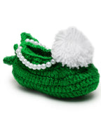 Chutput Kids Woollen Hand Knitted Pom Pom Detailed Booties - Green | Grocsy