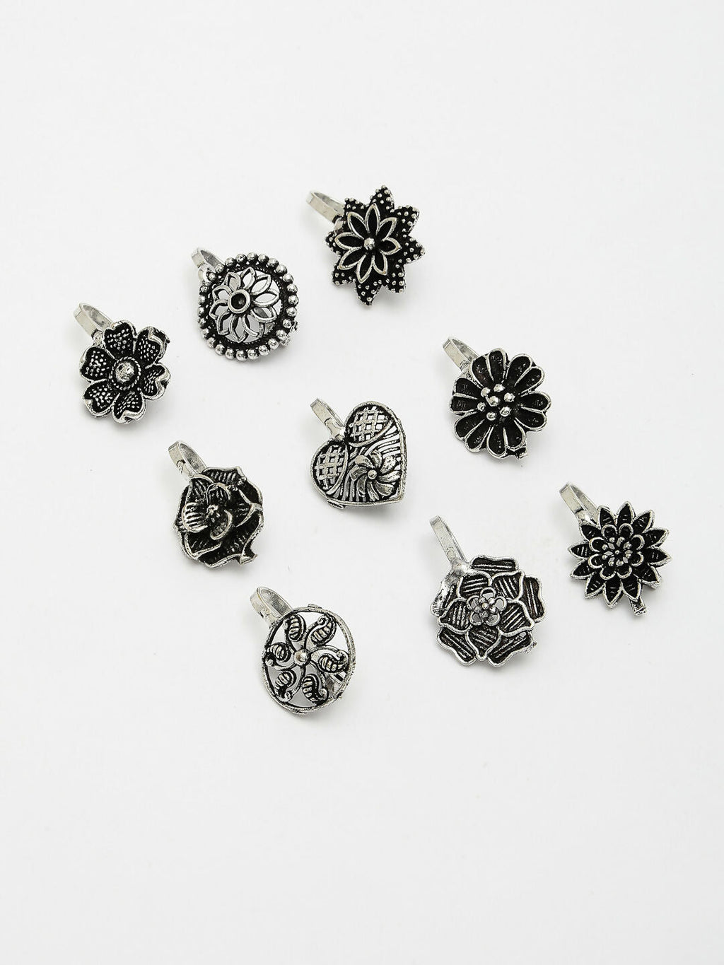 NVR Women's Set of 9 Silver-Plated German Silver Nose Pins | Grocsy