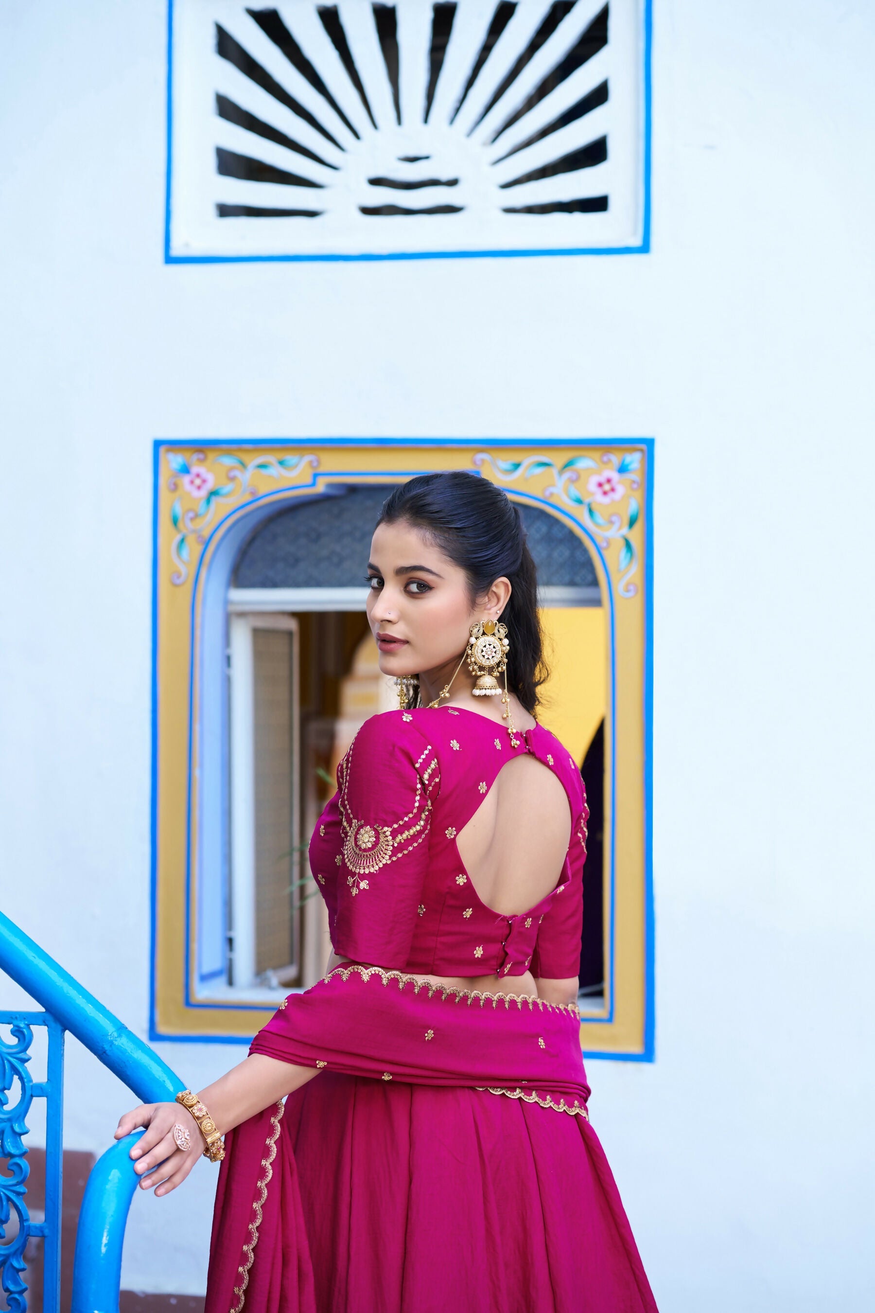 Lorenvalley Fashion Ranipink NC Silk Plain Lehenga Embroidery Work Choli with Dupatta | Grocsy