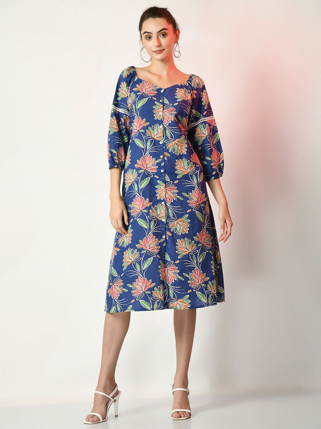 Myshka Women's Blue Printed Dress | Grocsy