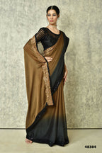 Brown Silk Solid Designer Saree with Blouse - Purvi | Grocsy