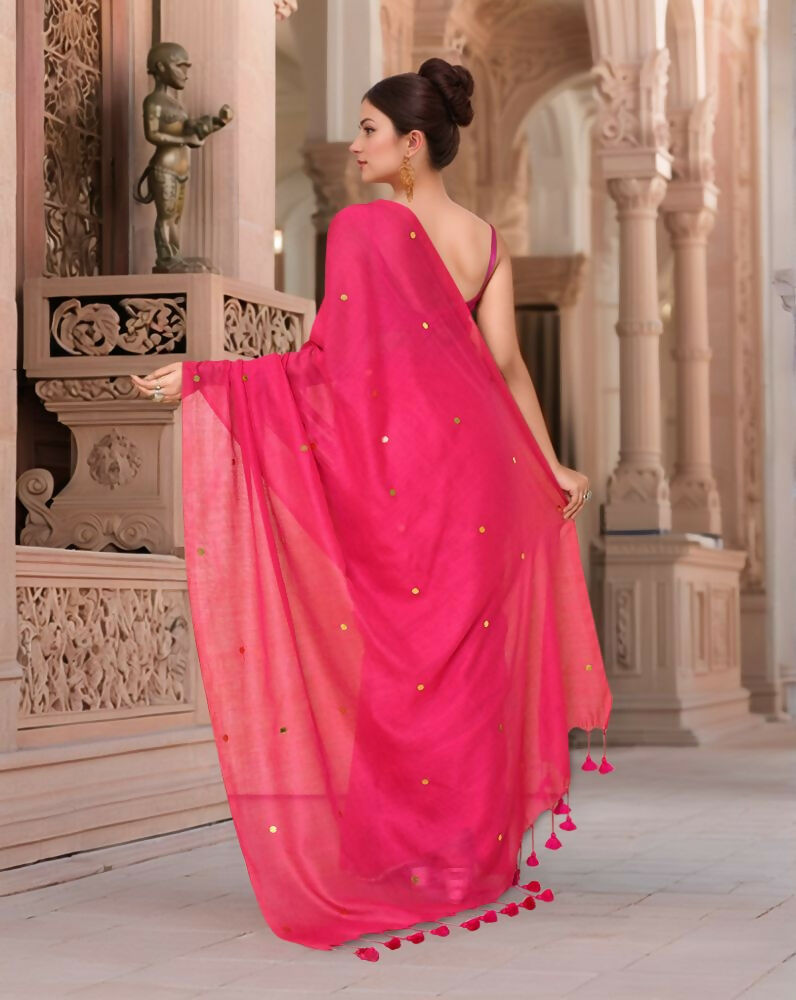 Joban Fashion Women Magenta Pink Trendy Cotton Saree | Grocsy
