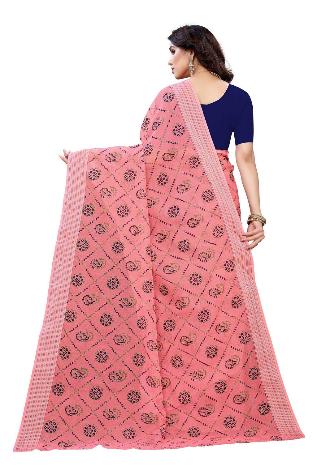 Vamika Peach Linen Jari Border Saree (CHARVI PEACH) | Grocsy