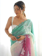 PR Fashion Rama_Bit Gold Crush Embroidery Work Saree | Grocsy