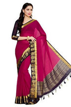Mimosa Women's Dark Pink Banarasi Chiffon Saree | Grocsy