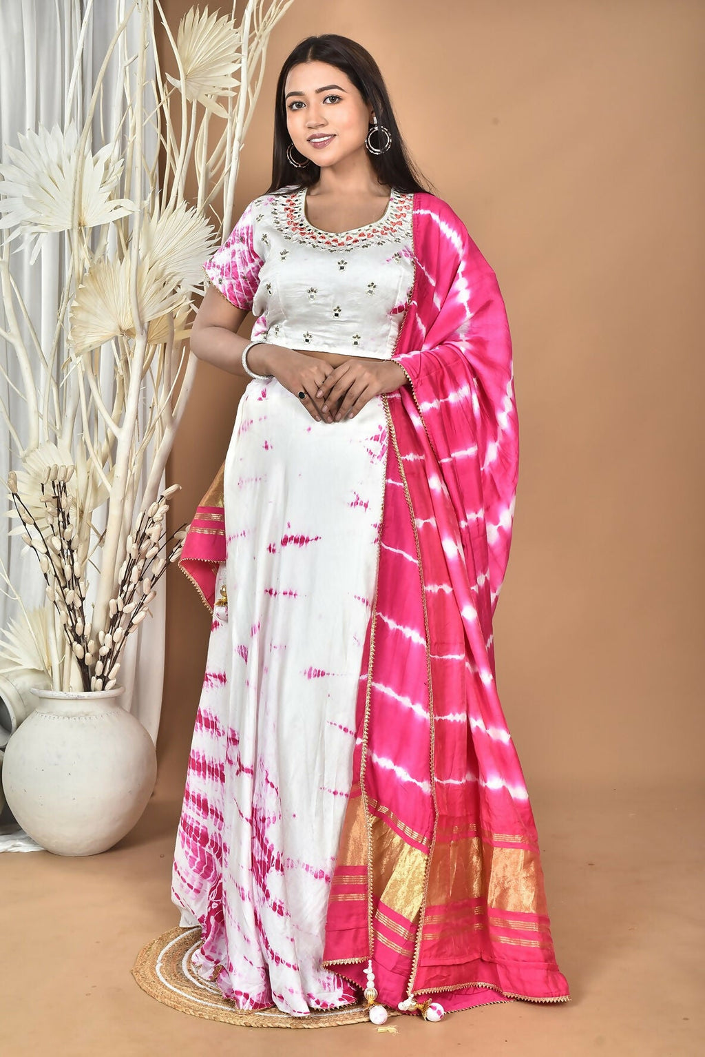 Morchari Women Tai Dai And Hand Embroidery Lehenga-Rani | Grocsy
